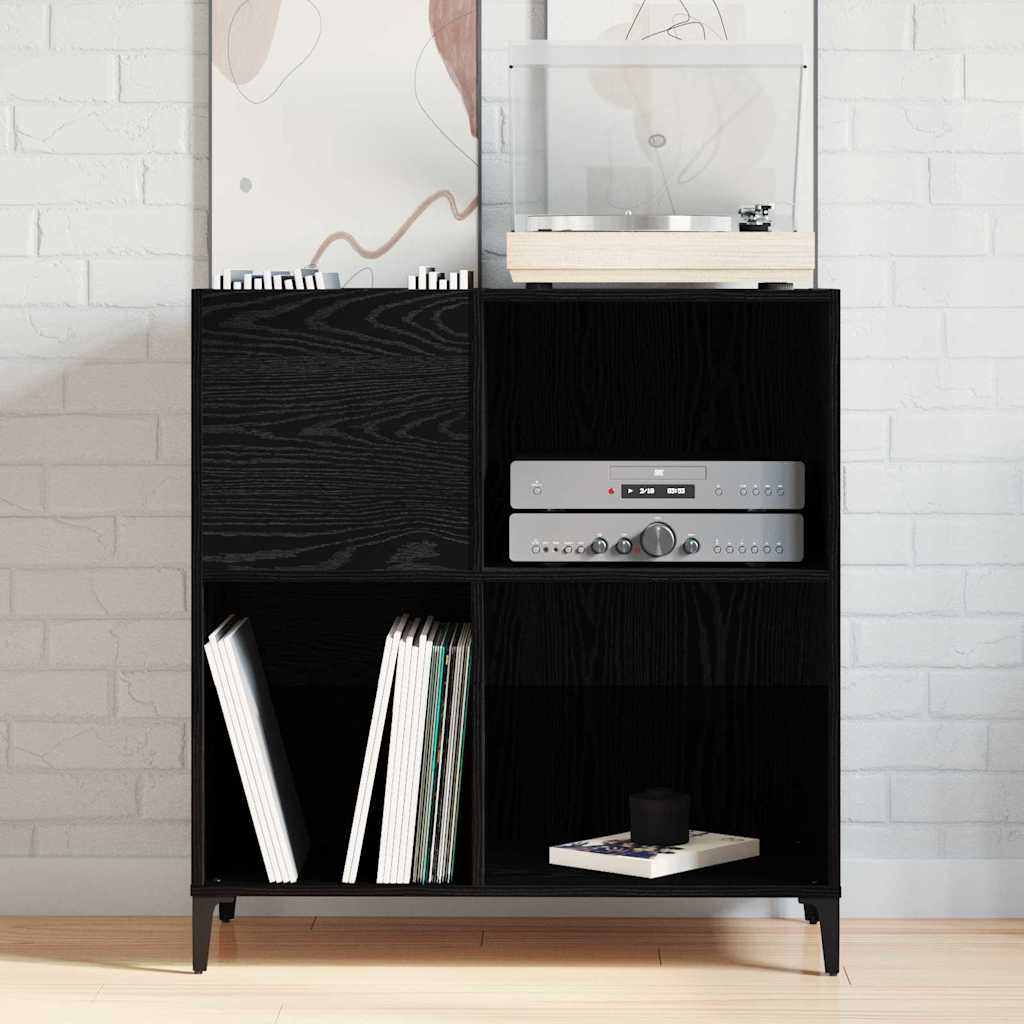 vidaXL Szafka na płyty winylowe z półką Czarny Dąb 84,5 x 38 x 89 cm