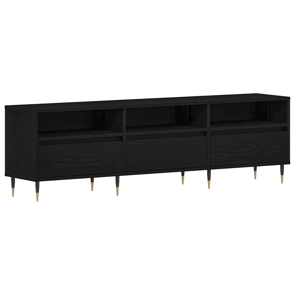 vidaXL Szafka pod telewizor z szufladą Czarny Dąb 150 x 30 x 44,5 cm