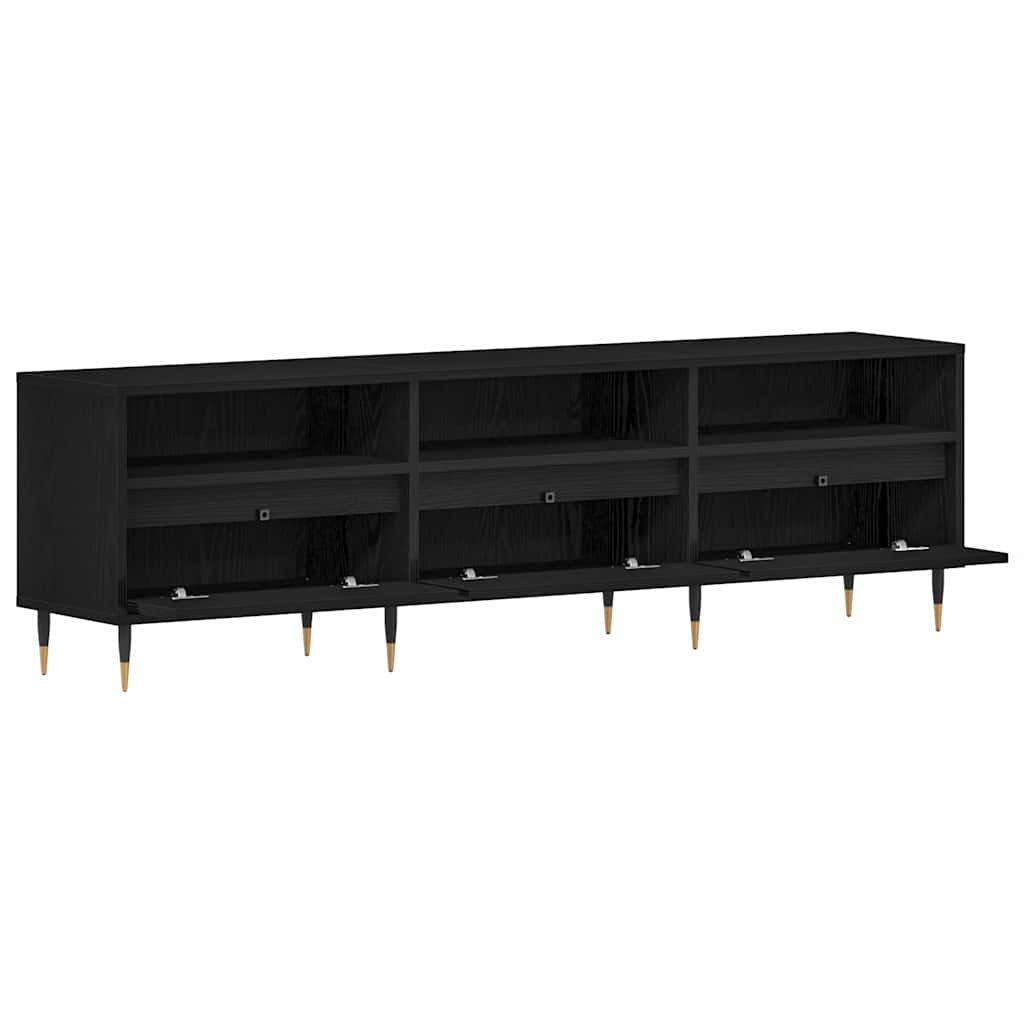 vidaXL Szafka pod telewizor z szufladą Czarny Dąb 150 x 30 x 44,5 cm