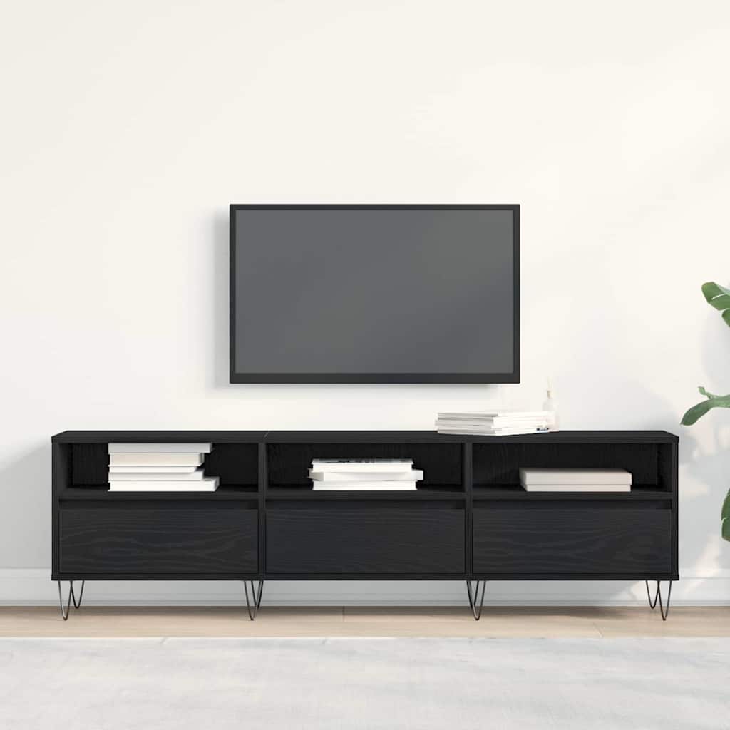 vidaXL Szafka pod telewizor z szufladą Czarny Dąb 150 x 30 x 44,5 cm
