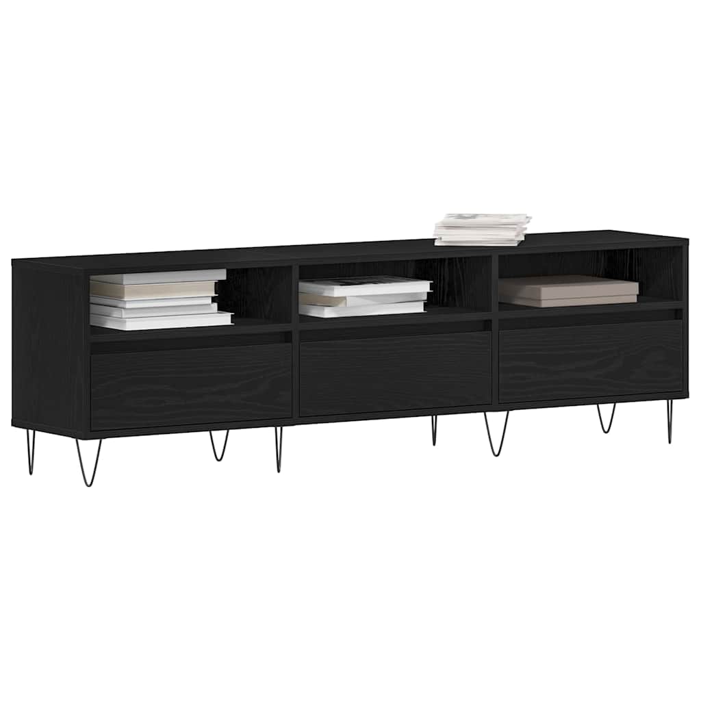 vidaXL Szafka pod telewizor z szufladą Czarny Dąb 150 x 30 x 44,5 cm