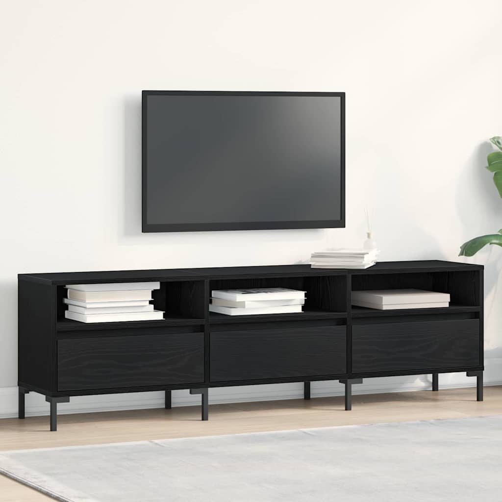 vidaXL Szafka pod telewizor z szufladą Czarny Dąb 150 x 30 x 44,5 cm