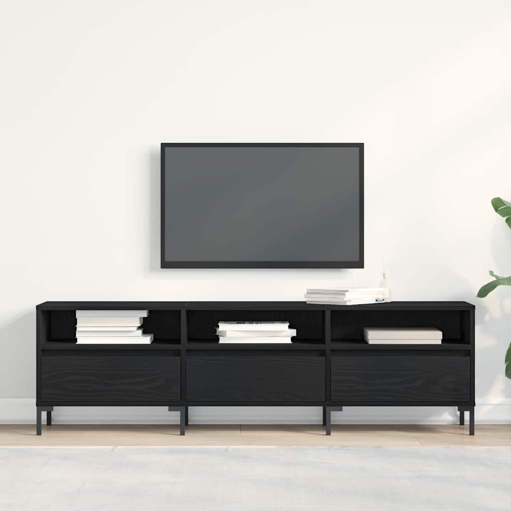 vidaXL Szafka pod telewizor z szufladą Czarny Dąb 150 x 30 x 44,5 cm
