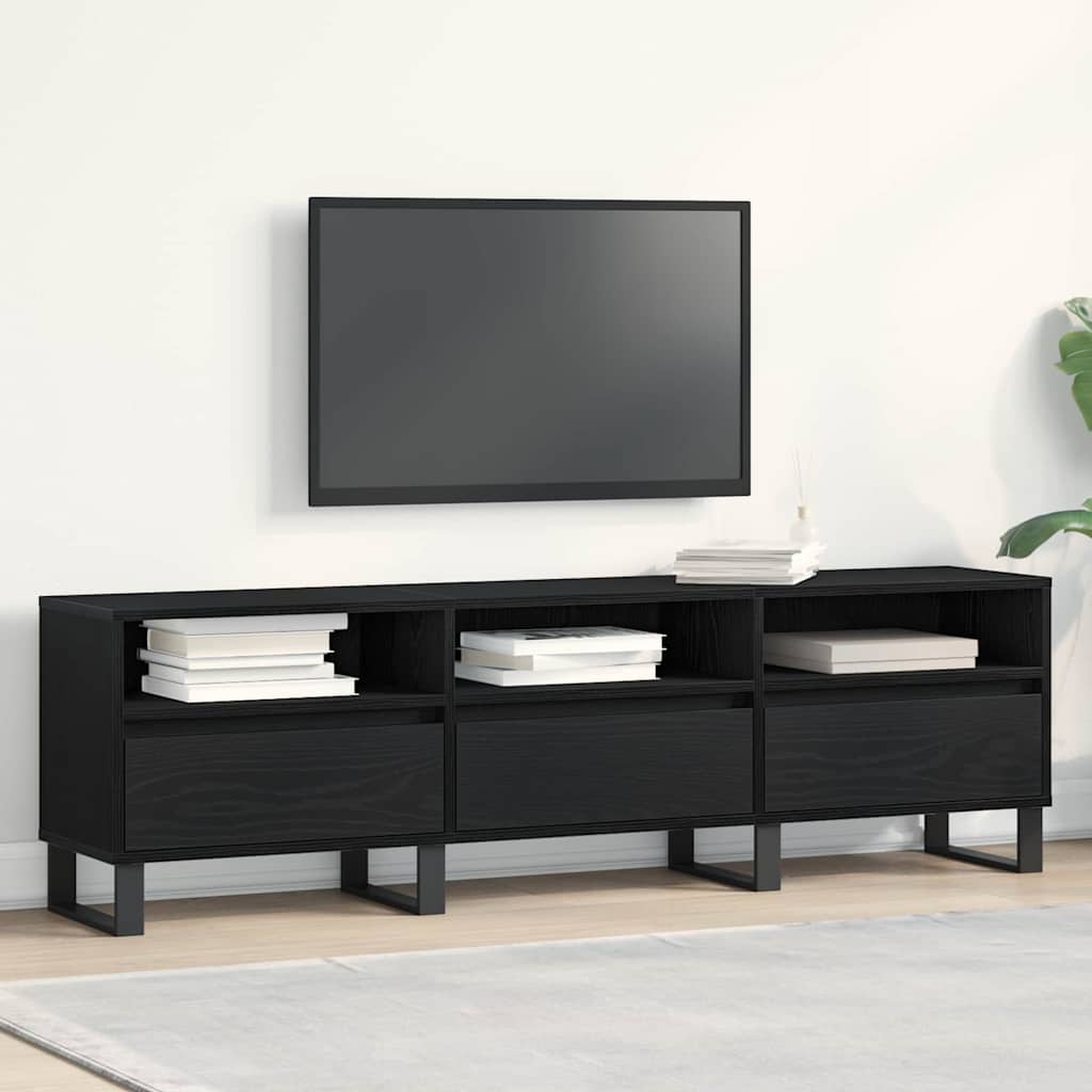 vidaXL Szafka pod telewizor z szufladą Czarny Dąb 150 x 30 x 44,5 cm
