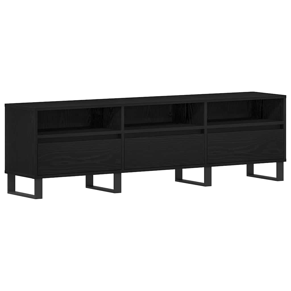 vidaXL Szafka pod telewizor z szufladą Czarny Dąb 150 x 30 x 44,5 cm