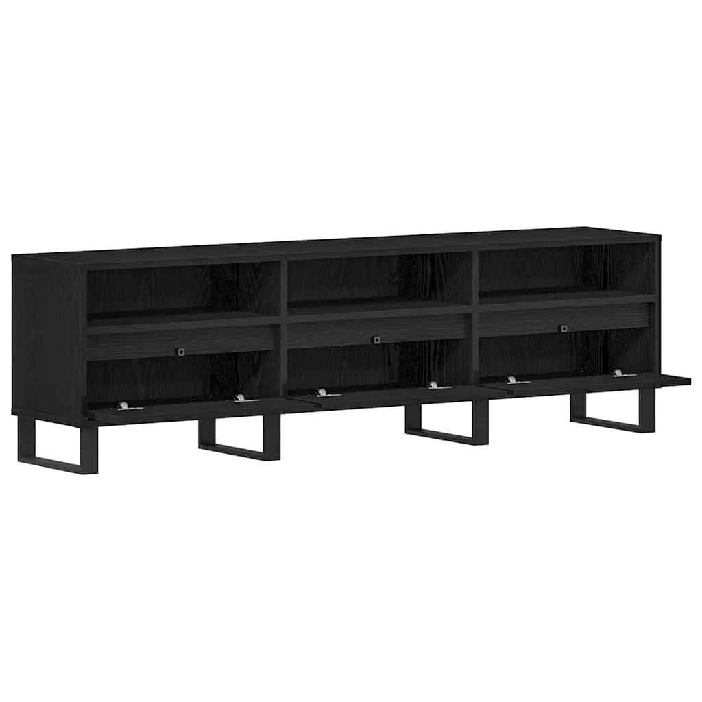 vidaXL Szafka pod telewizor z szufladą Czarny Dąb 150 x 30 x 44,5 cm