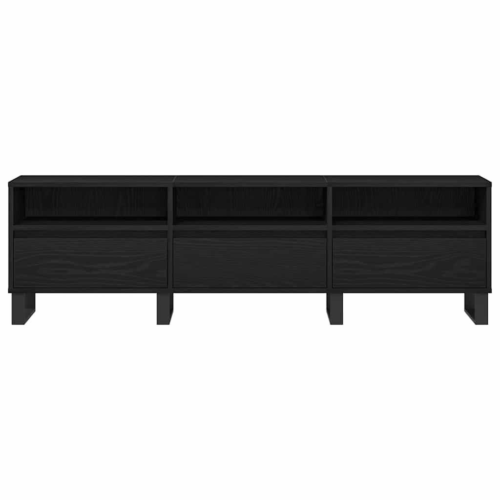 vidaXL Szafka pod telewizor z szufladą Czarny Dąb 150 x 30 x 44,5 cm