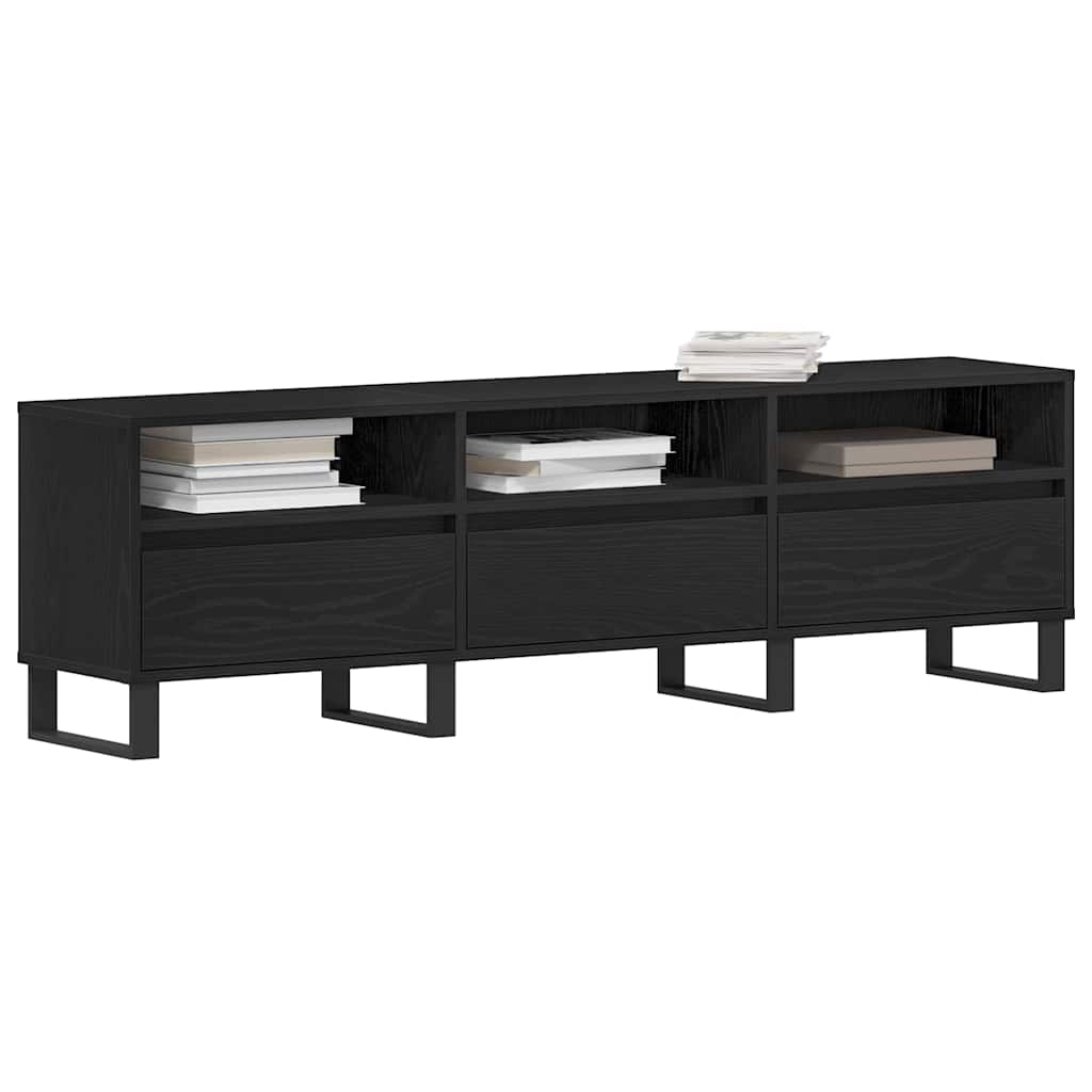 vidaXL Szafka pod telewizor z szufladą Czarny Dąb 150 x 30 x 44,5 cm