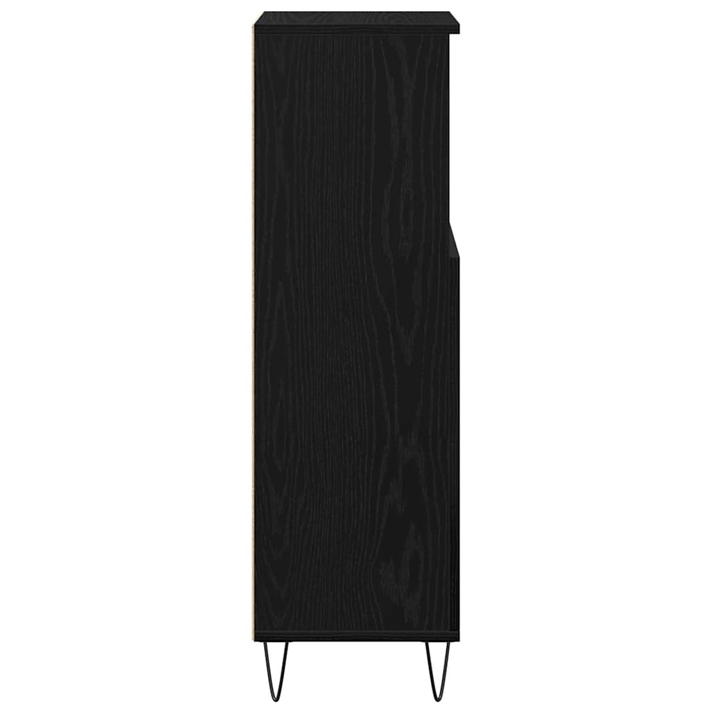vidaXL Szafka Łazienkowa z przechowywaniem Czarny Dąb 30 x 30 x 100 cm