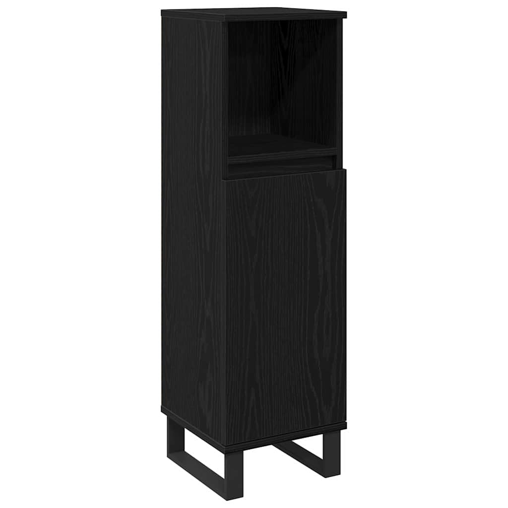 vidaXL Szafka Łazienkowa z półką Czarny Dąb 30 x 30 x 100 cm