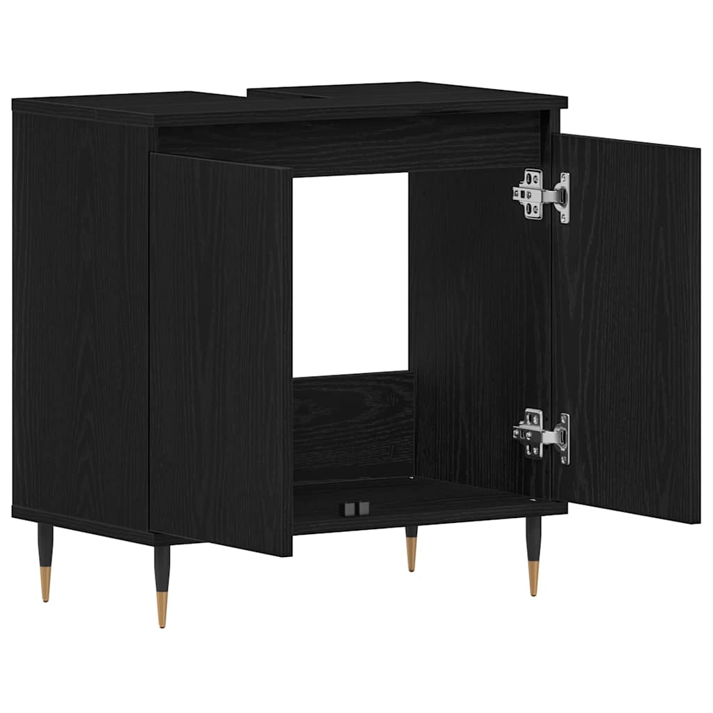vidaXL Szafka pod umywalkę z drzwiami Czarny Dąb 58 x 33 x 60 cm