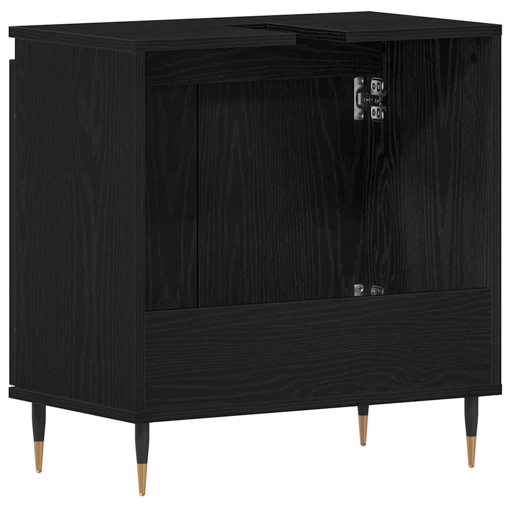 vidaXL Szafka pod umywalkę z drzwiami Czarny Dąb 58 x 33 x 60 cm