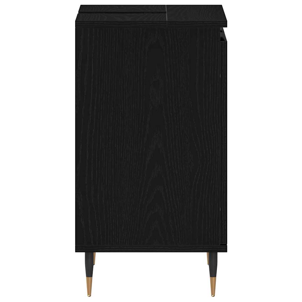 vidaXL Szafka pod umywalkę z drzwiami Czarny Dąb 58 x 33 x 60 cm
