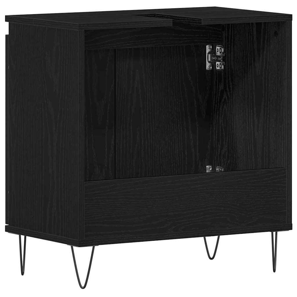vidaXL Szafka pod umywalkę z drzwiami Czarny Dąb 58 x 33 x 60 cm