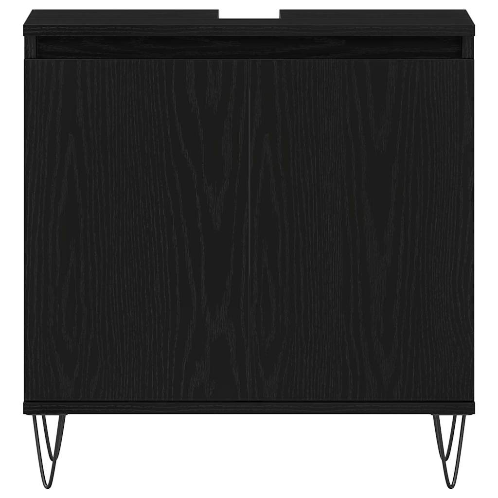 vidaXL Szafka pod umywalkę z drzwiami Czarny Dąb 58 x 33 x 60 cm