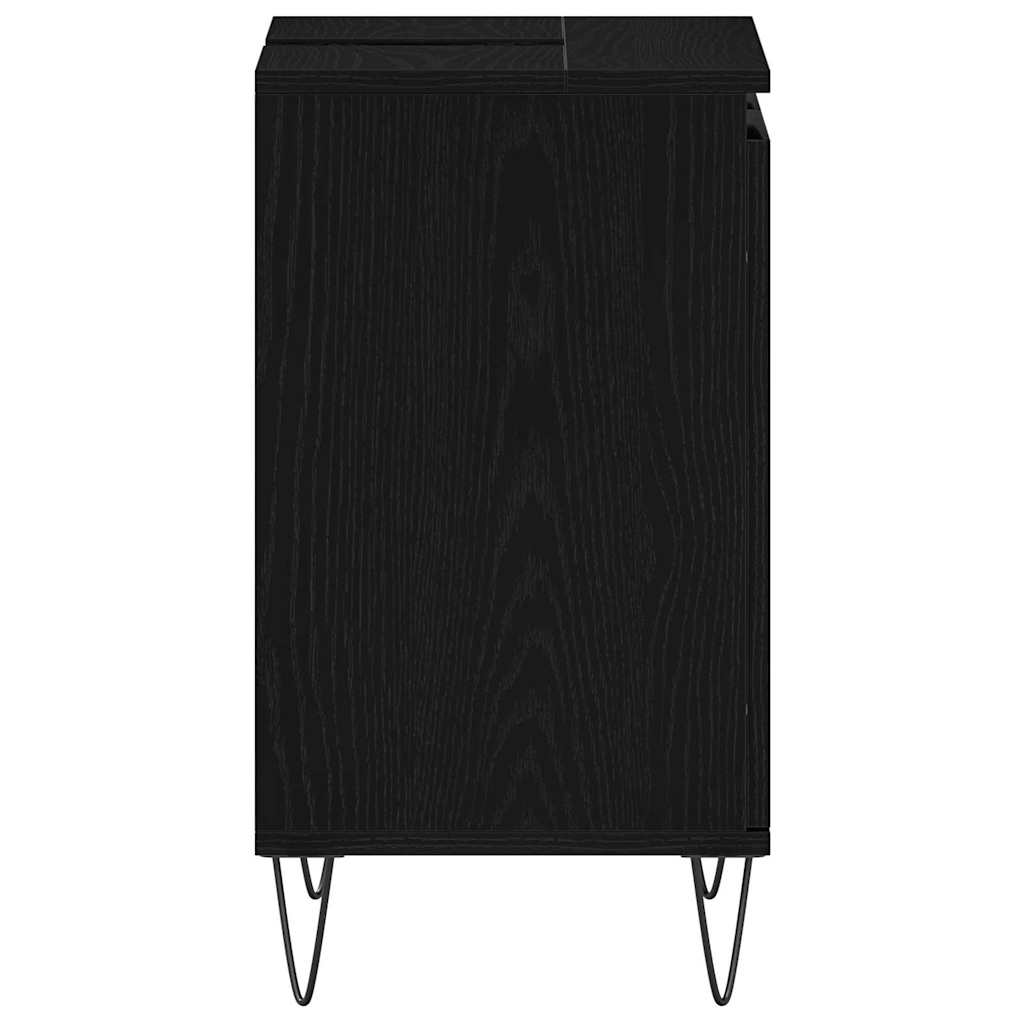 vidaXL Szafka pod umywalkę z drzwiami Czarny Dąb 58 x 33 x 60 cm