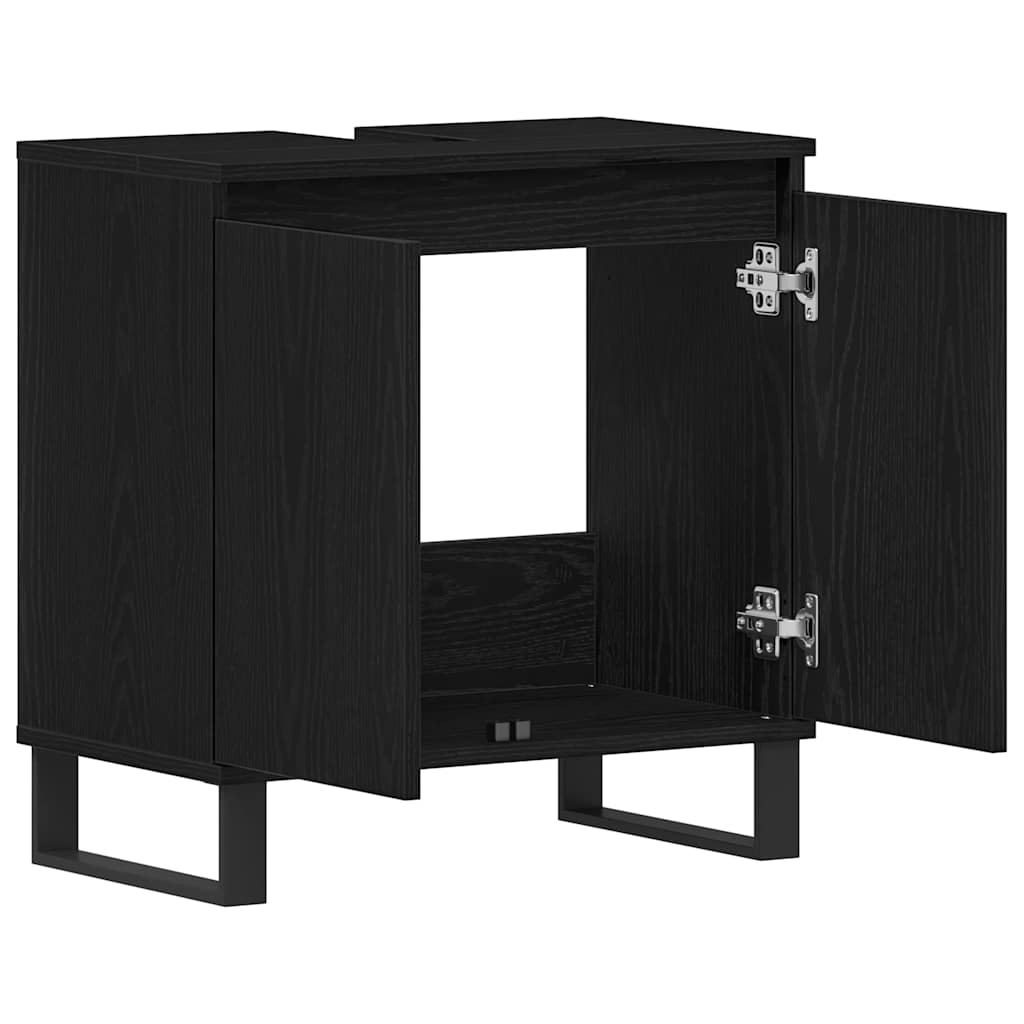 vidaXL Szafka pod umywalkę z drzwiami Czarny Dąb 58 x 33 x 60 cm