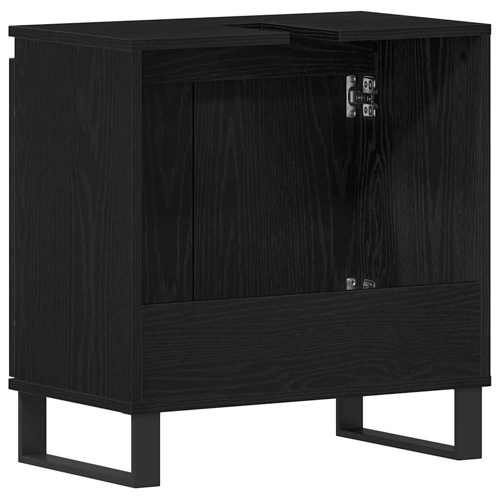 vidaXL Szafka pod umywalkę z drzwiami Czarny Dąb 58 x 33 x 60 cm