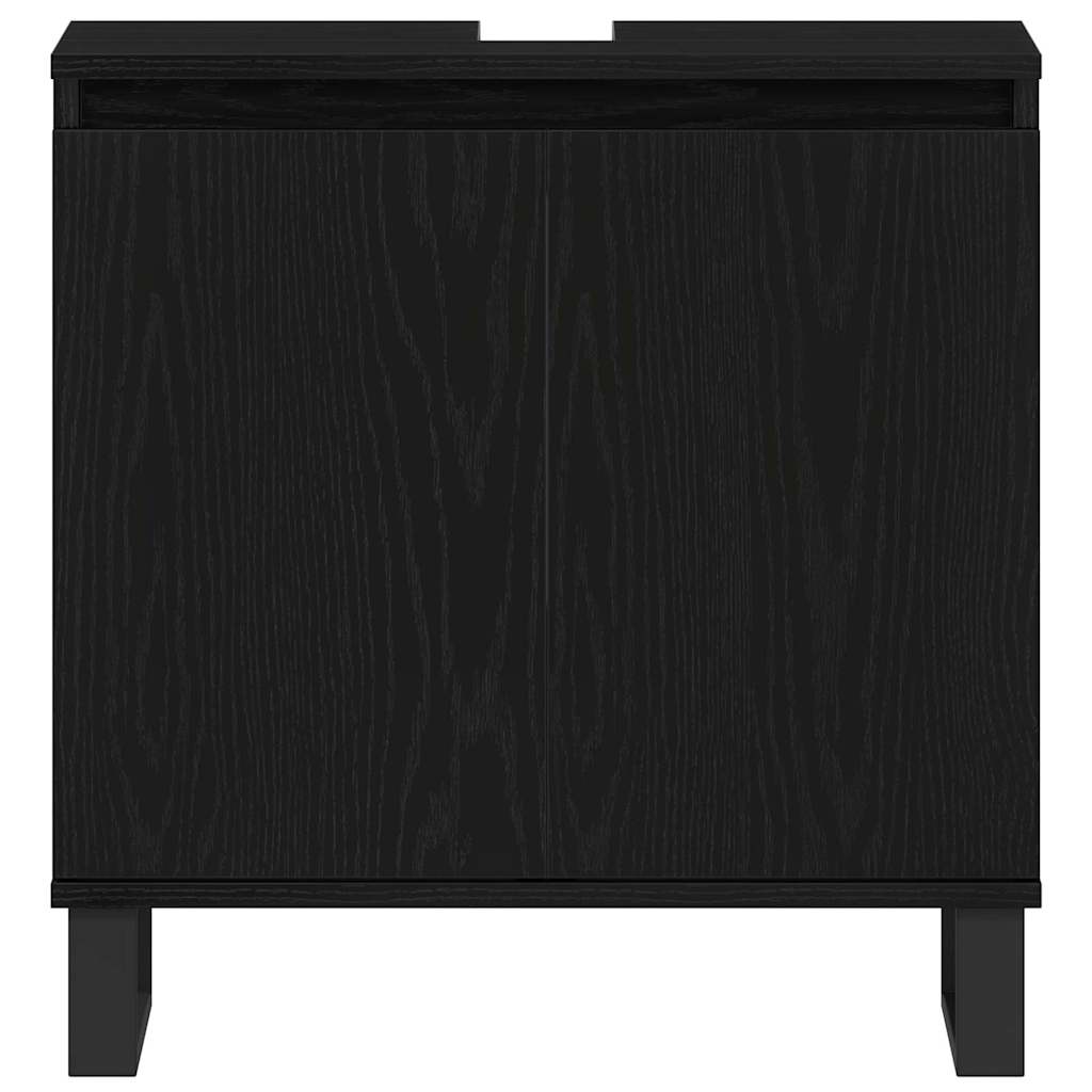 vidaXL Szafka pod umywalkę z drzwiami Czarny Dąb 58 x 33 x 60 cm