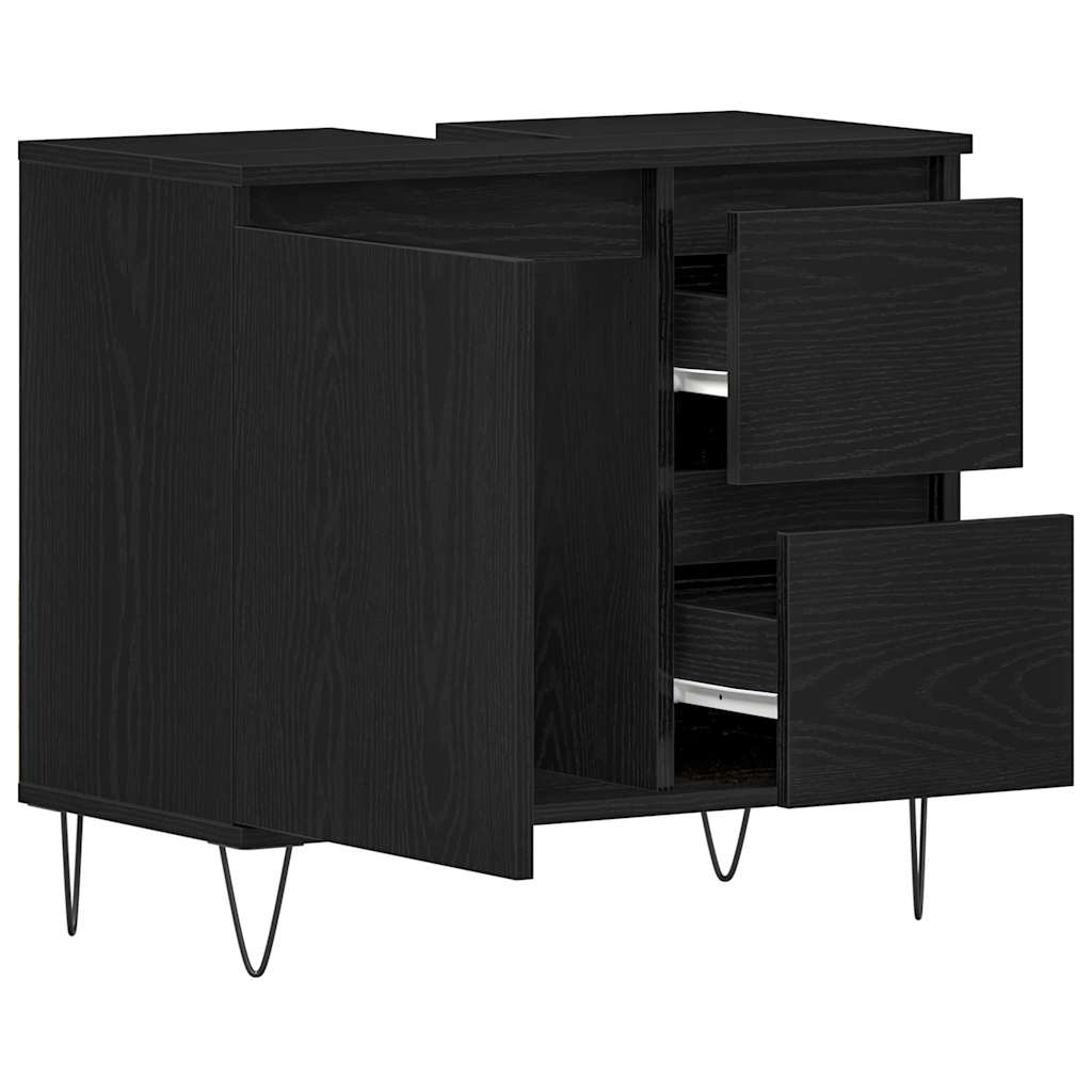 vidaXL Szafka pod umywalkę z szufladą Czarny Dąb 65 x 33 x 60 cm