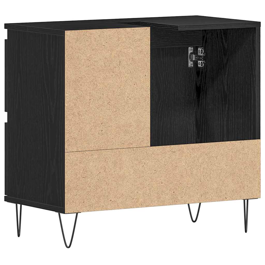 vidaXL Szafka pod umywalkę z szufladą Czarny Dąb 65 x 33 x 60 cm