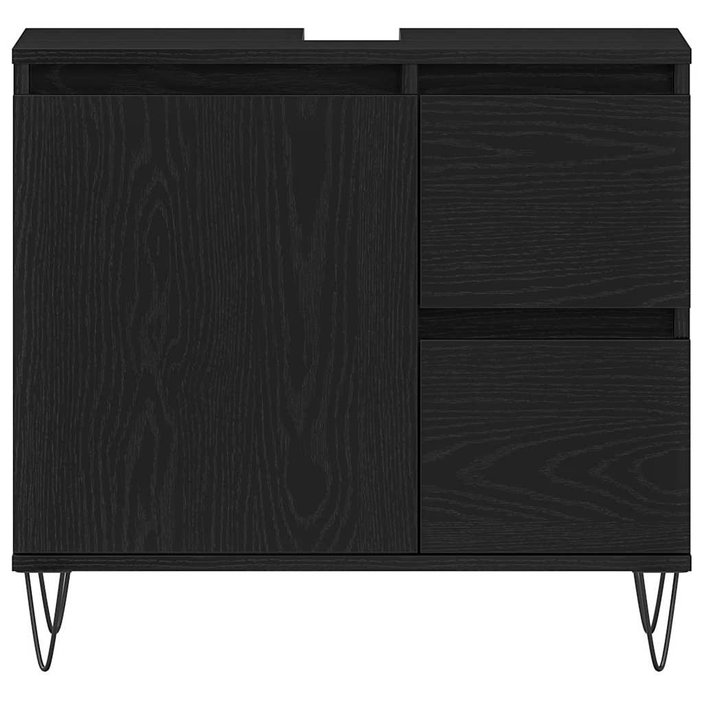 vidaXL Szafka pod umywalkę z szufladą Czarny Dąb 65 x 33 x 60 cm