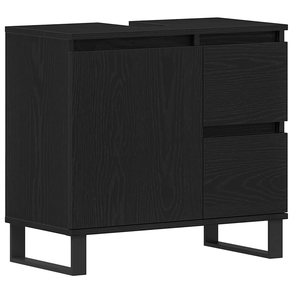 vidaXL Szafka pod umywalkę z szufladą Czarny Dąb 65 x 33 x 60 cm