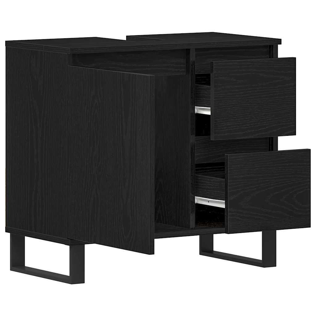 vidaXL Szafka pod umywalkę z szufladą Czarny Dąb 65 x 33 x 60 cm