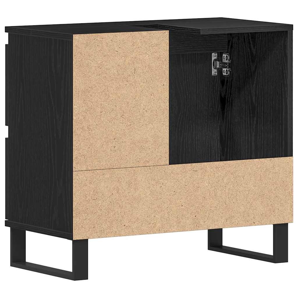 vidaXL Szafka pod umywalkę z szufladą Czarny Dąb 65 x 33 x 60 cm