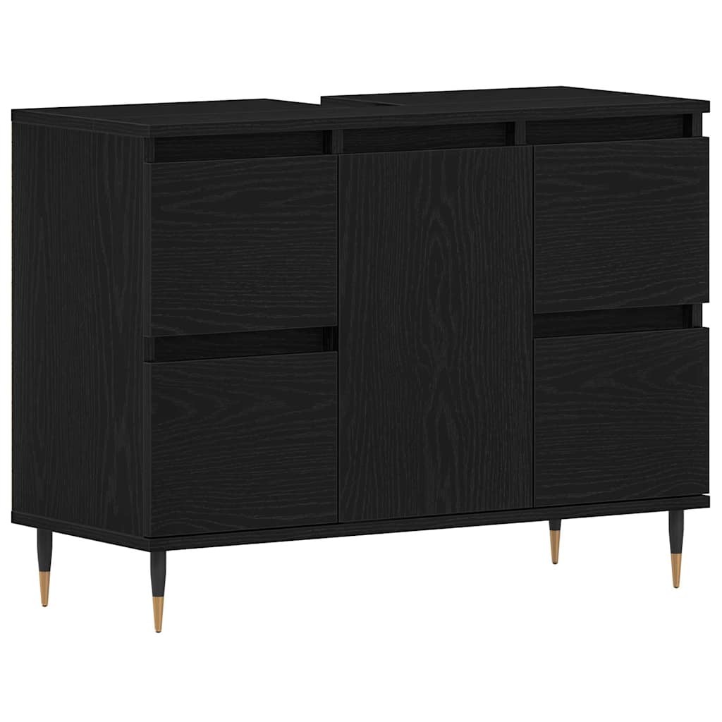 vidaXL Szafka pod umywalkę z szufladą Czarny Dąb 80 x 33 x 60 cm
