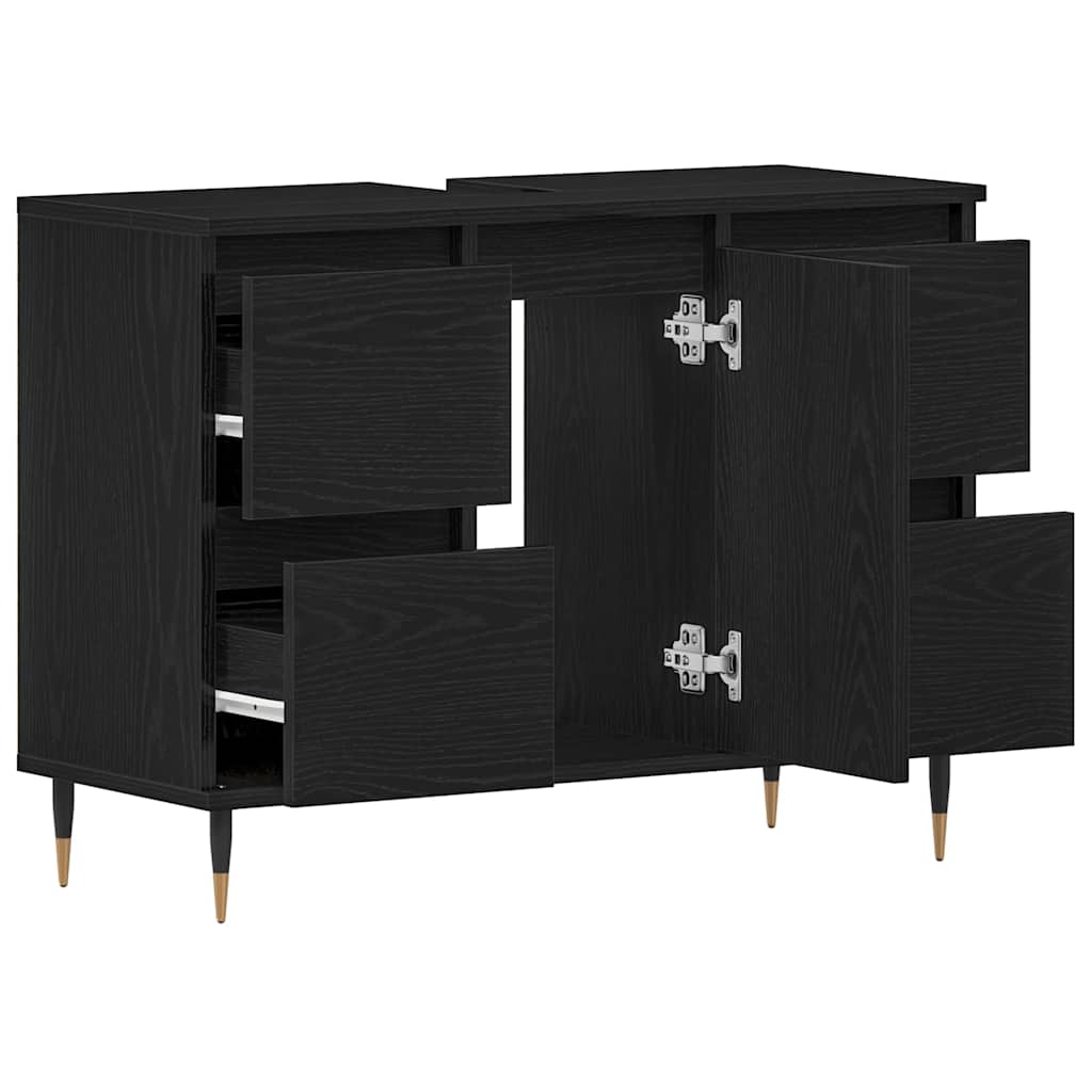 vidaXL Szafka pod umywalkę z szufladą Czarny Dąb 80 x 33 x 60 cm