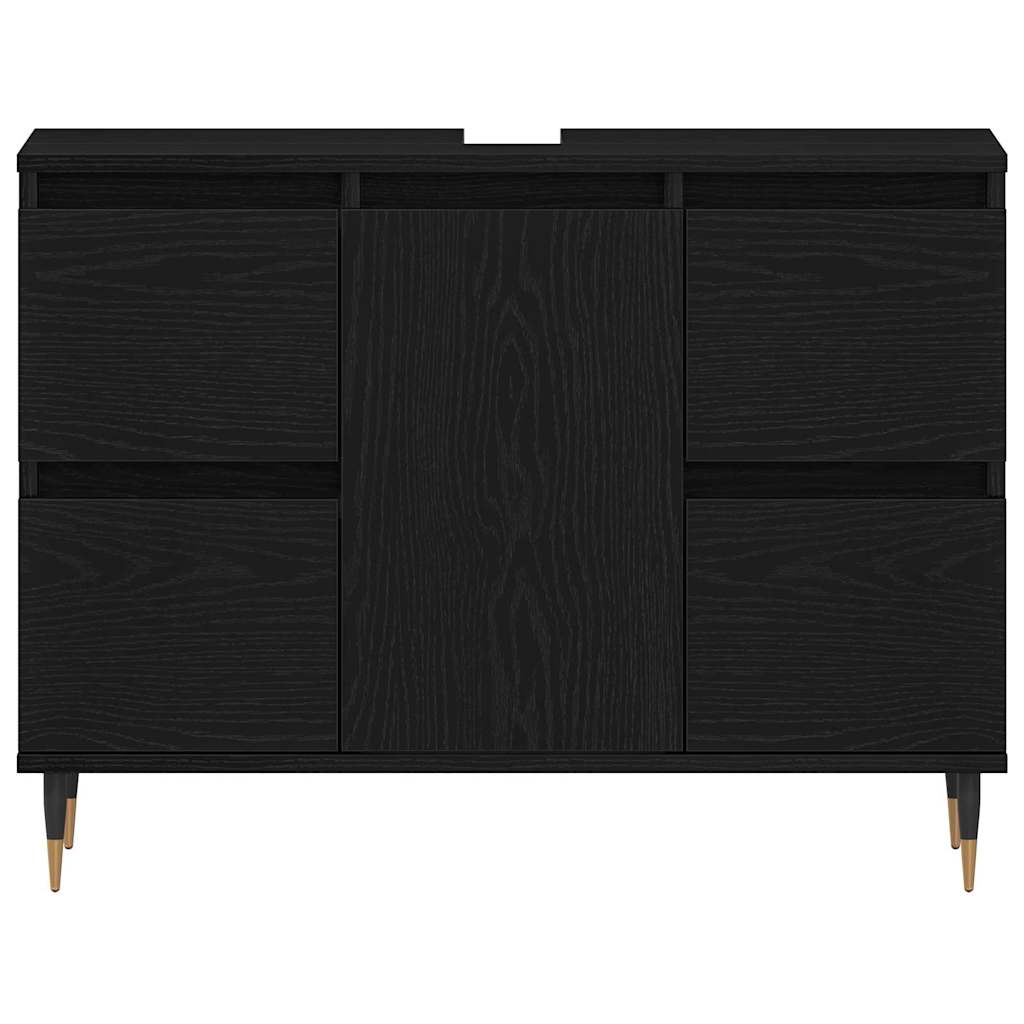 vidaXL Szafka pod umywalkę z szufladą Czarny Dąb 80 x 33 x 60 cm