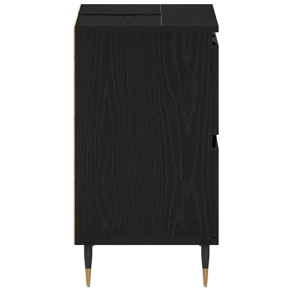 vidaXL Szafka pod umywalkę z szufladą Czarny Dąb 80 x 33 x 60 cm