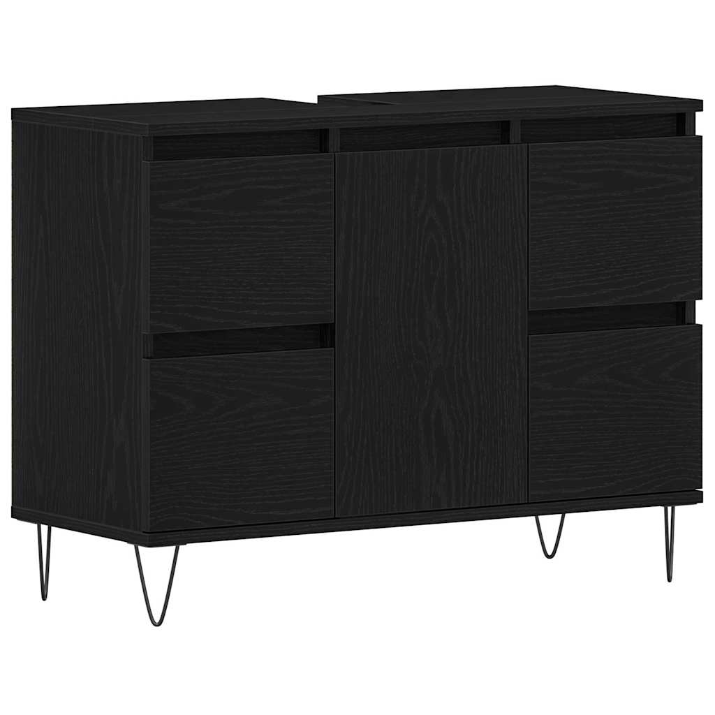 vidaXL Szafka pod umywalkę z szufladą Czarny Dąb 80 x 33 x 60 cm
