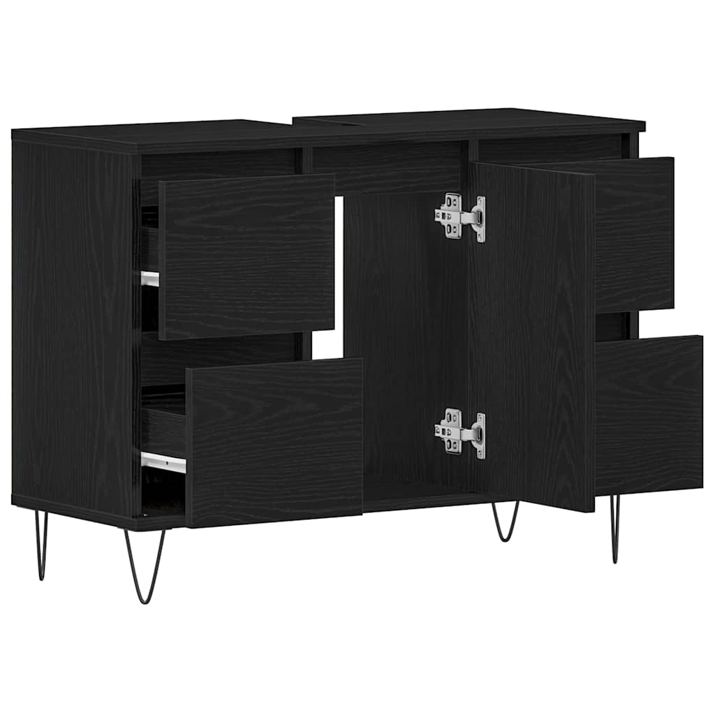 vidaXL Szafka pod umywalkę z szufladą Czarny Dąb 80 x 33 x 60 cm