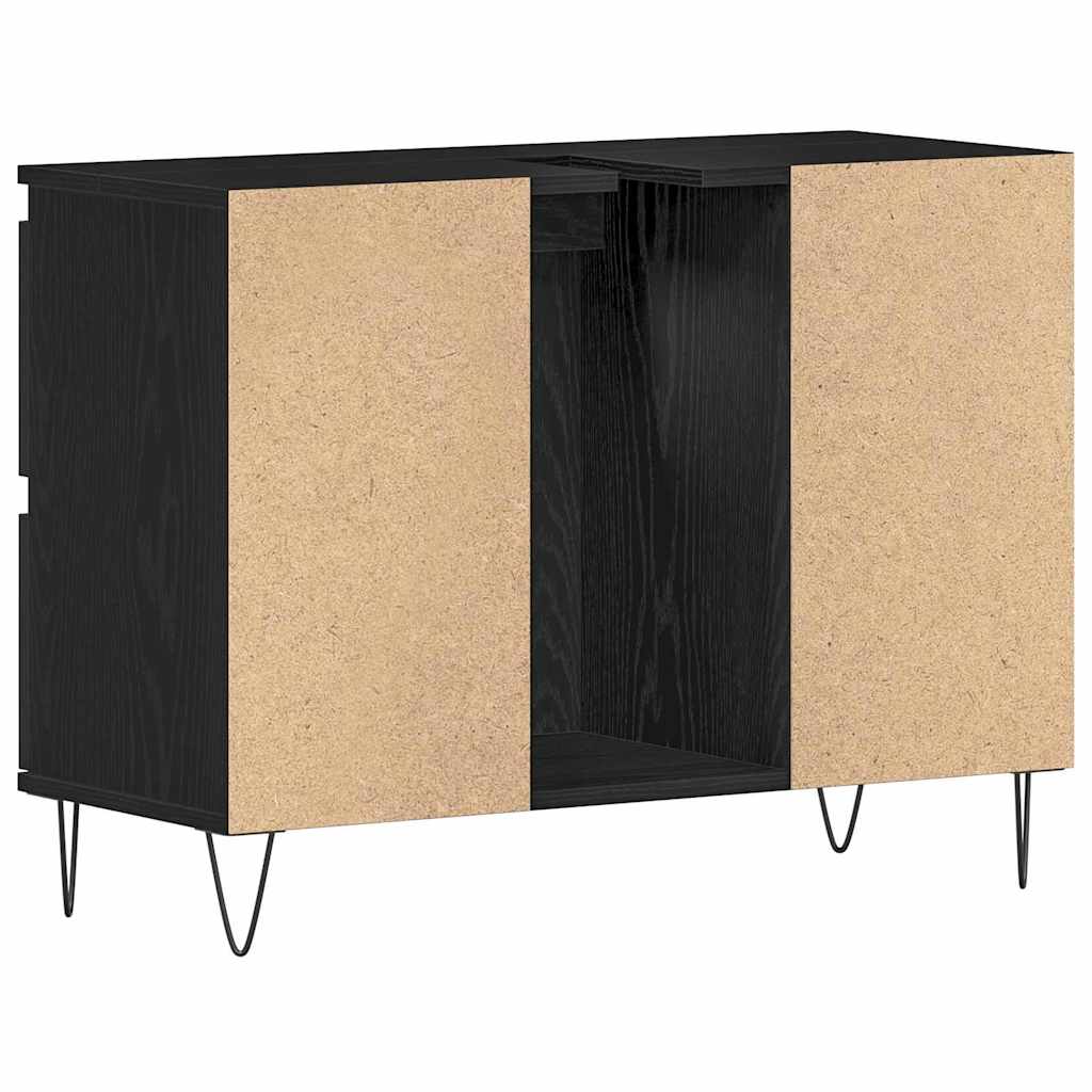 vidaXL Szafka pod umywalkę z szufladą Czarny Dąb 80 x 33 x 60 cm