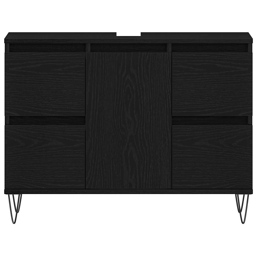 vidaXL Szafka pod umywalkę z szufladą Czarny Dąb 80 x 33 x 60 cm