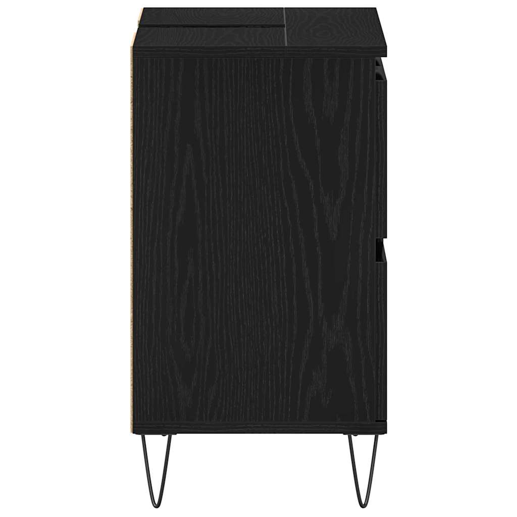 vidaXL Szafka pod umywalkę z szufladą Czarny Dąb 80 x 33 x 60 cm