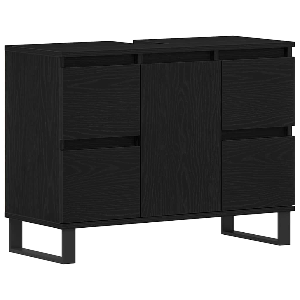vidaXL Szafka Łazienkowa z szufladą Czarny Dąb 80 x 33 x 60 cm