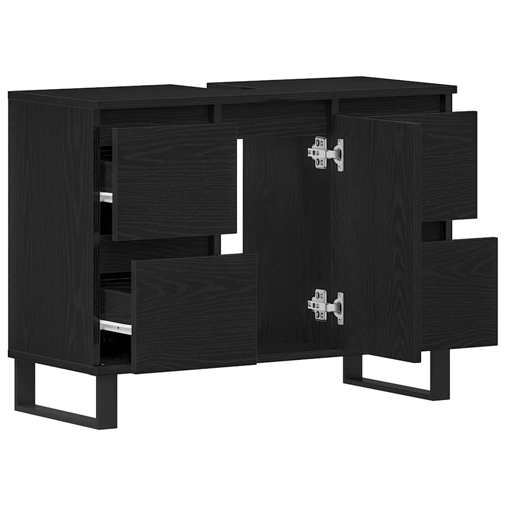vidaXL Szafka Łazienkowa z szufladą Czarny Dąb 80 x 33 x 60 cm