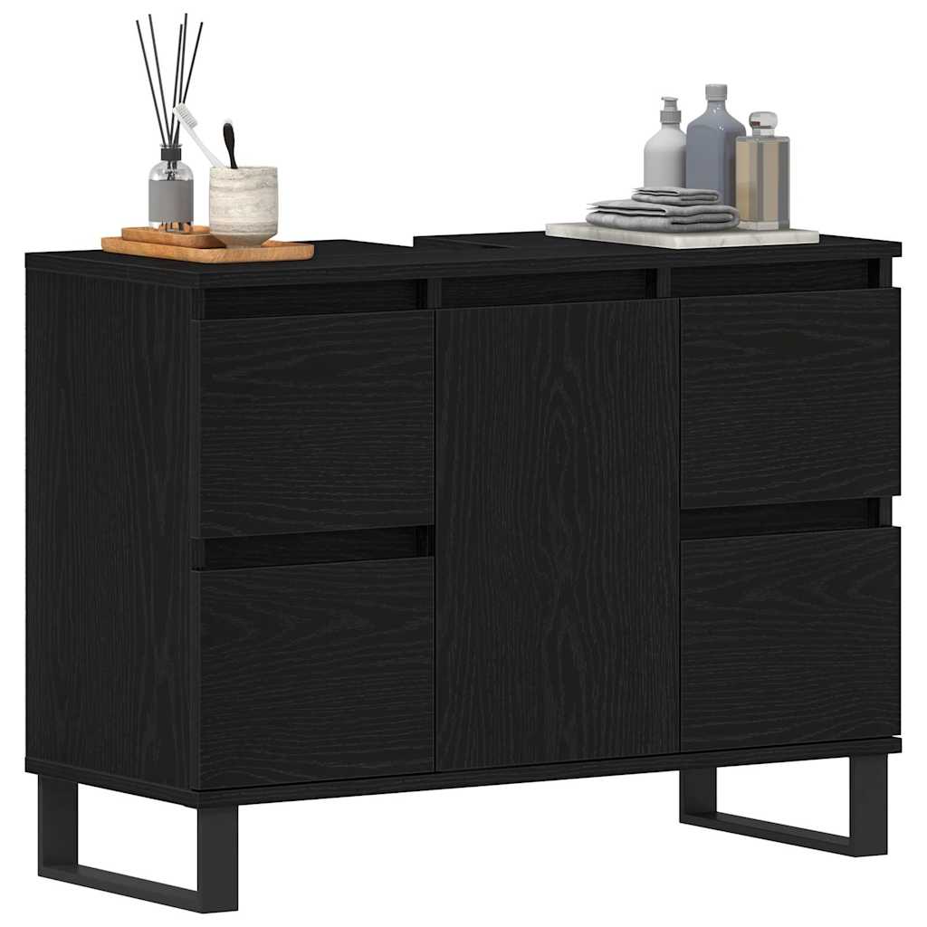 vidaXL Szafka Łazienkowa z szufladą Czarny Dąb 80 x 33 x 60 cm