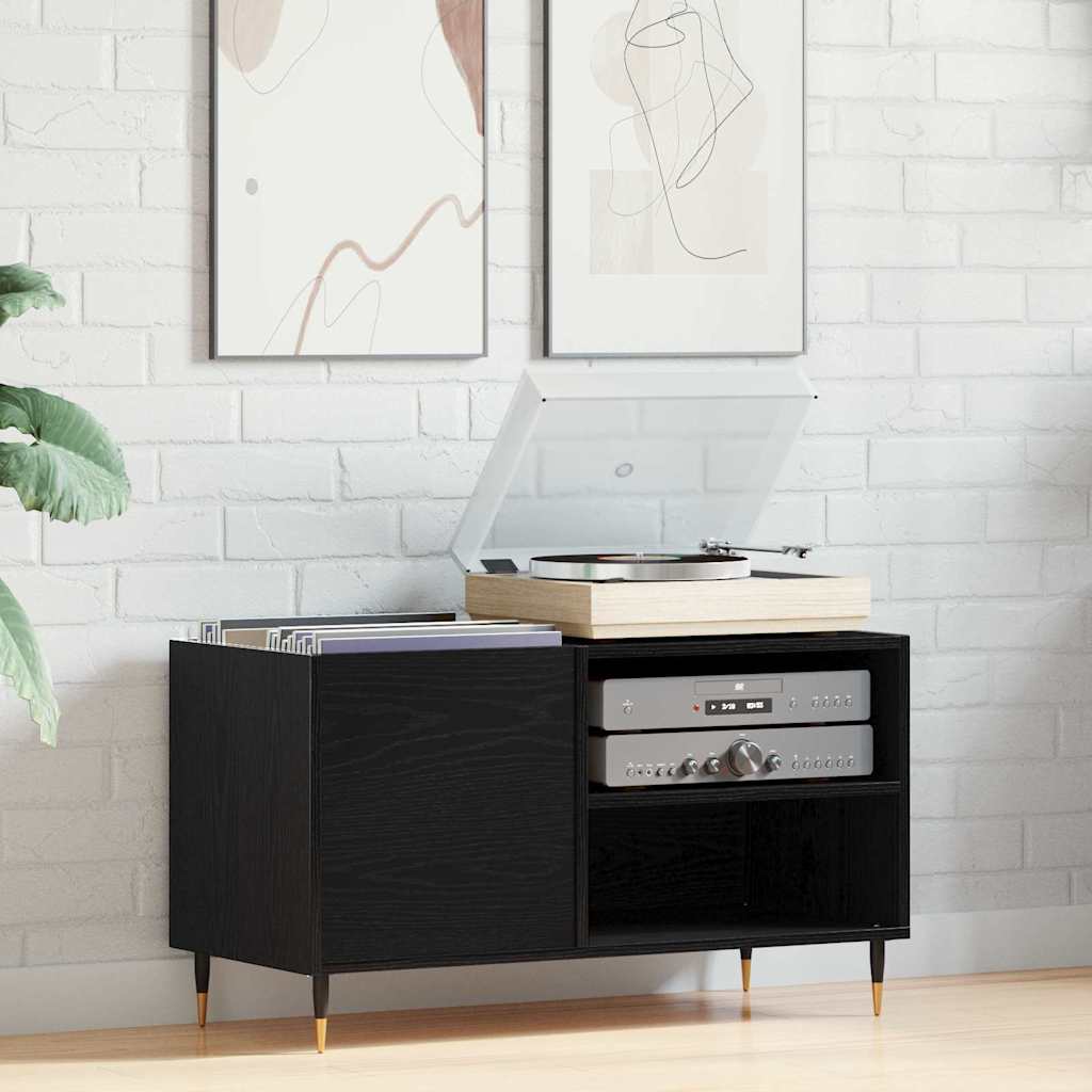 vidaXL Szafka na płyty winylowe z półką Czarny Dąb 85 x 38 x 48 cm