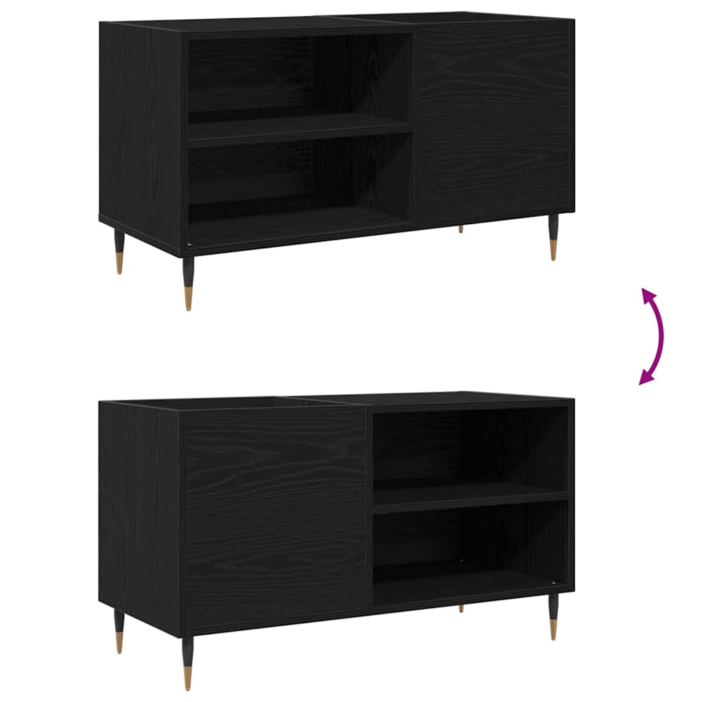 vidaXL Szafka na płyty winylowe z półką Czarny Dąb 85 x 38 x 48 cm