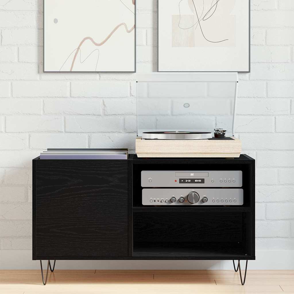 vidaXL Szafka na płyty winylowe z półką Czarny Dąb 85 x 38 x 48 cm