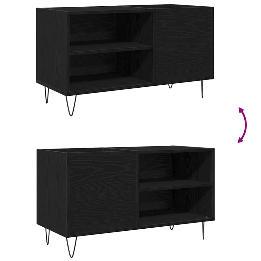 vidaXL Szafka na płyty winylowe z półką Czarny Dąb 85 x 38 x 48 cm