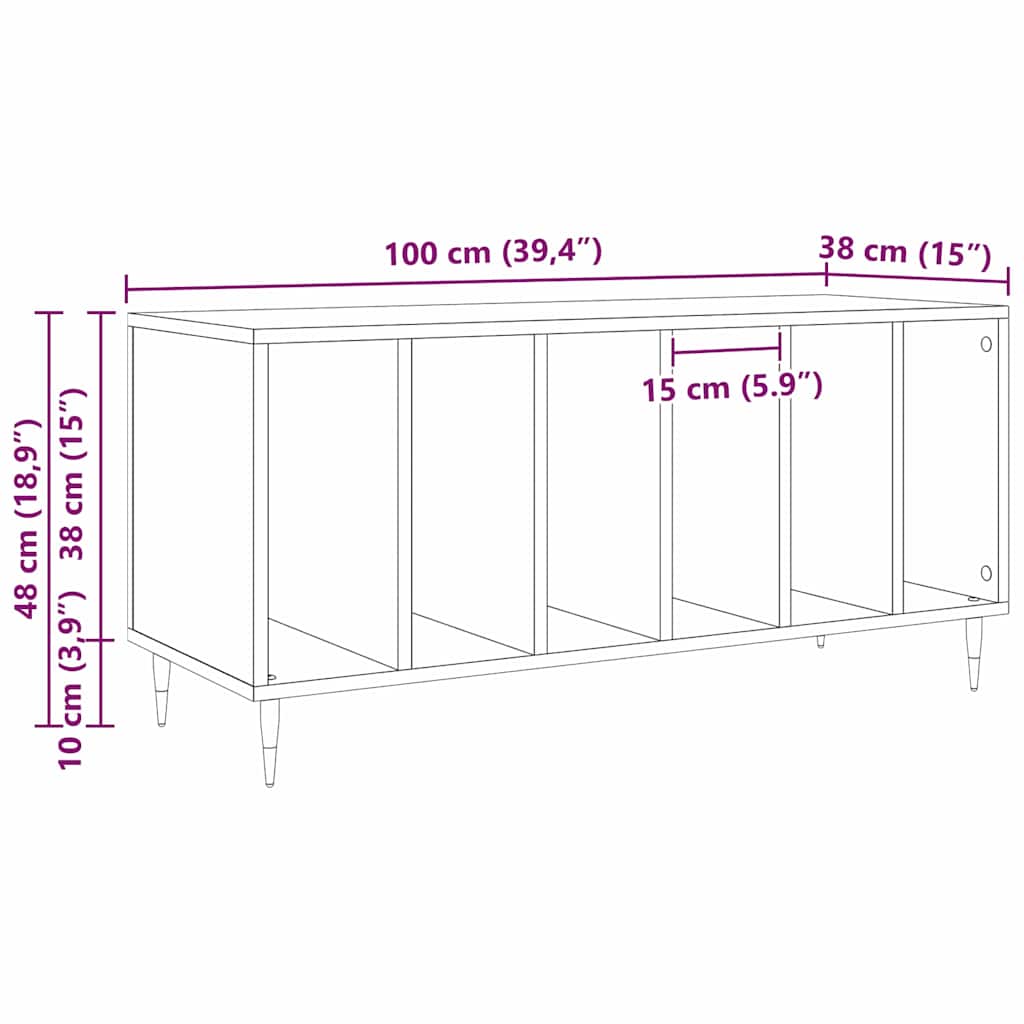vidaXL Szafka na płyty winylowe Stare drewno 100 x 38 x 48 cm