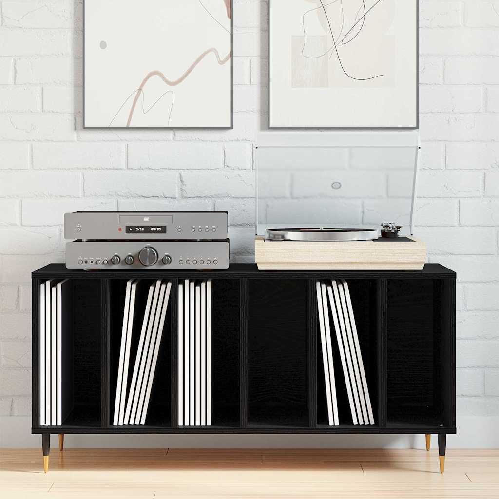 vidaXL Szafka na płyty winylowe z półką Czarny Dąb 100 x 38 x 48 cm