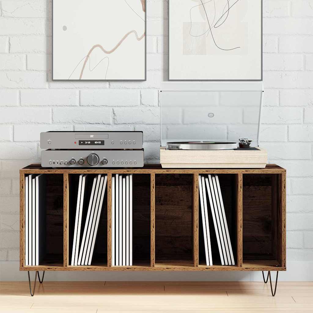 vidaXL Szafka na płyty winylowe z półką Stare drewno 100 x 38 x 48 cm