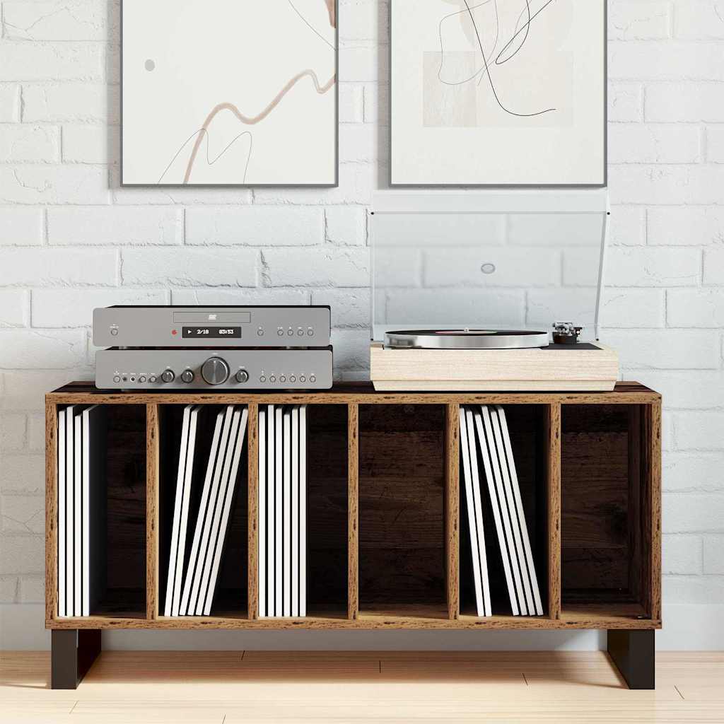 vidaXL Szafka na płyty winylowe z półką Stare drewno 100 x 38 x 48 cm