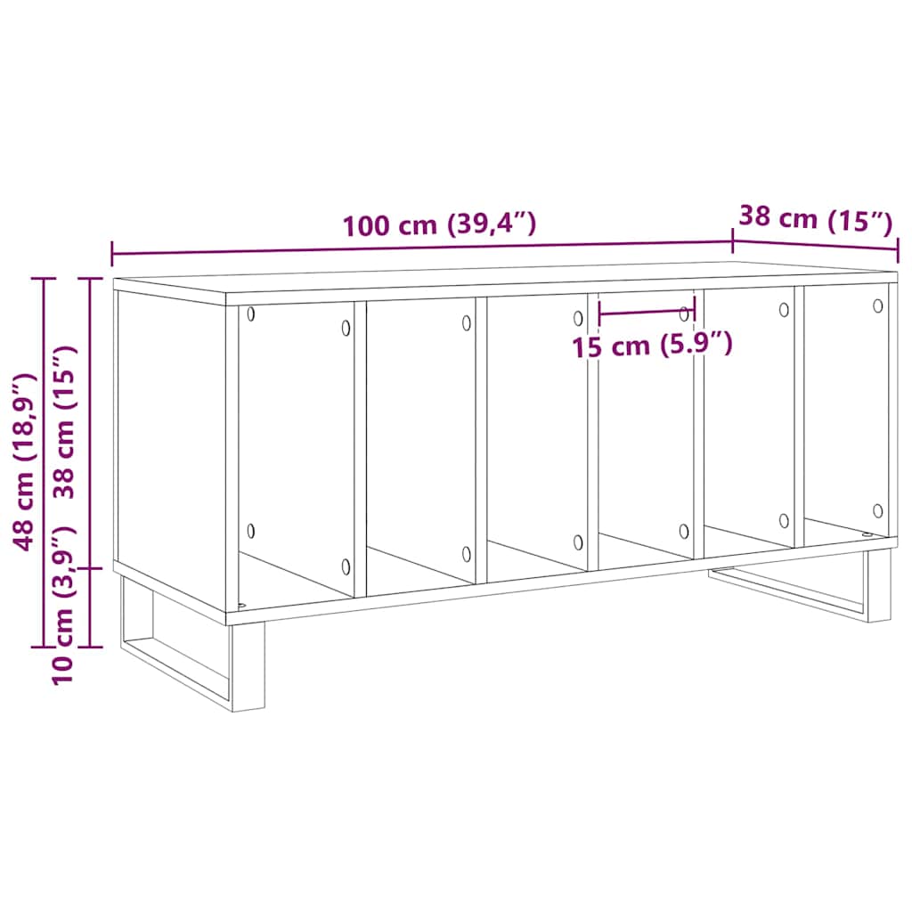 vidaXL Szafka na płyty winylowe z półką Stare drewno 100 x 38 x 48 cm